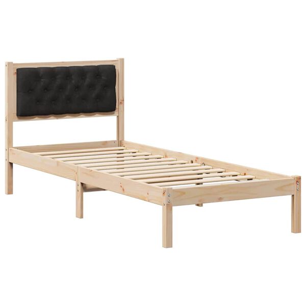 vidaXL Bedframe met hoofdeinde Zwart 75 x 190 cm Massief grenenhout