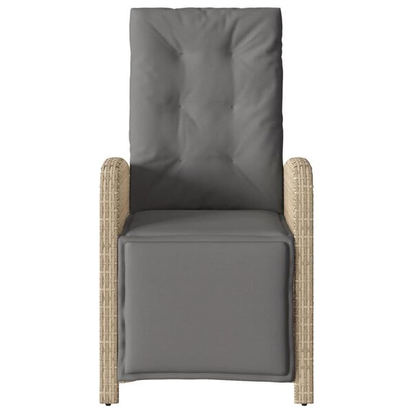 vidaXL Tuinstoel verstelbaar met voetensteun poly rattan gemengd beige