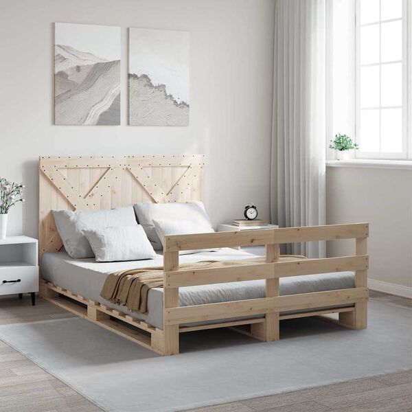 vidaXL Bedframe met hoofdbord massief grenenhout 160x200 cm