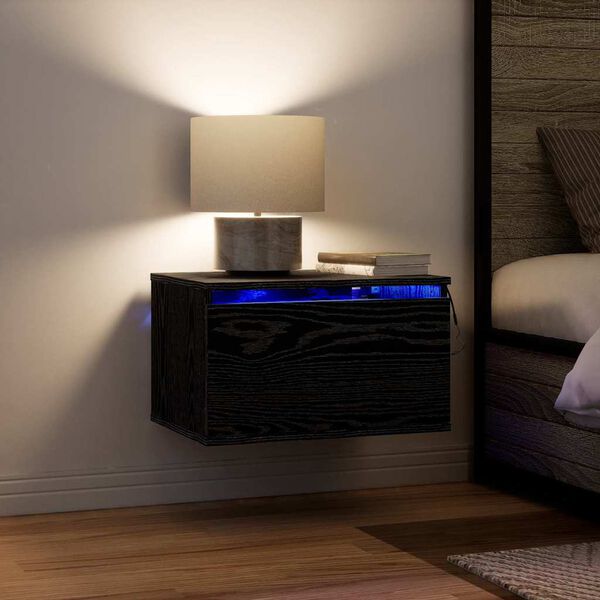 vidaXL Wandkastje met lade Zwart Eiken 50 x 36 x 30 cm Bewerkt hout