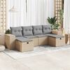 vidaXL 6-delige Loungeset met kussens poly rattan beige