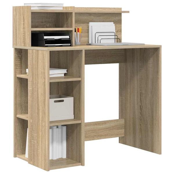 vidaXL Bureau met plank Sonoma Eiken 90 x 48 x 101,5 cm Bewerkt hout