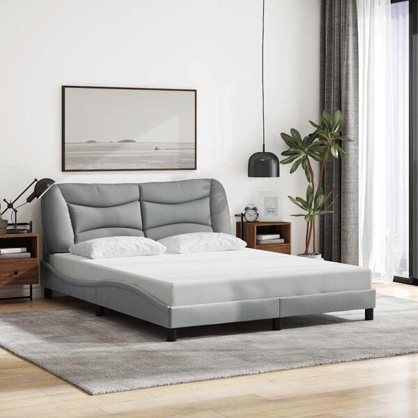 vidaXL Bedframe zonder matras "Hvar" stof lichtgrijs 160x200 cm