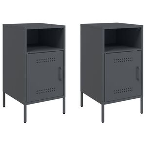 vidaXL Nachtkastjes 2 st 36x39x68 cm staal antracietkleurig