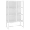 vidaXL Hoge kast 80x35x135 cm staal en gehard glas wit
