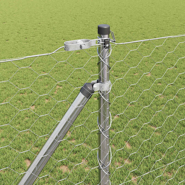 vidaXL Afrasteringspaal Zilver 25 x 1,2 m (50 mm gaas) Staal