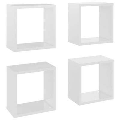 vidaXL Wandschappen kubus 4 st 26x15x26 cm hoogglans wit