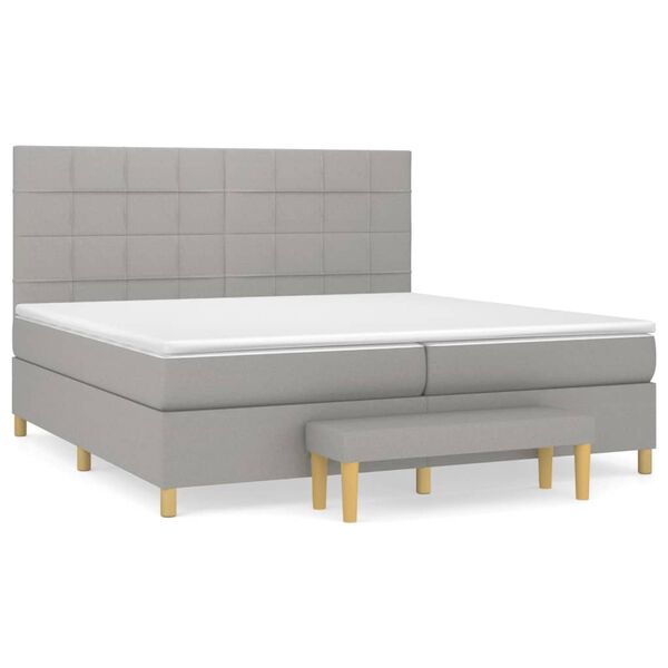 vidaXL Boxspring met matras stof lichtgrijs 200x200 cm