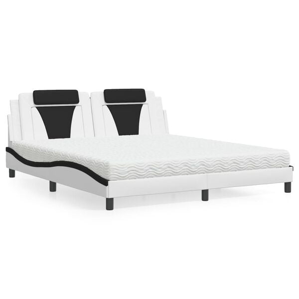 vidaXL Bed "Viana" met matras kunstleer wit en zwart 180x200 cm