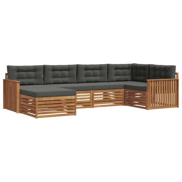 vidaXL Buiten bankenset met kussen 6 pcs Natuurlijk en Antraciet