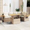 vidaXL 6-delige Loungeset met kussens poly rattan acacia beige