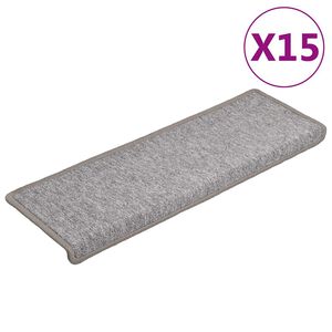 vidaXL Trapmatten 15 st 65x21x4 cm lichtgrijs met rechthoekige rand