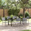 vidaXL Tuin eettafelset met kussen 7 pcs Grijs poly rattan