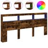 vidaXL Hoofdbordkast met LED-verlichting 220x17x102 cm gerookt eiken