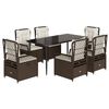 vidaXL 7-delige Tuinset met kussens poly rattan bruin