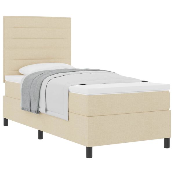 vidaXL Boxspringbed met matras met hoofdeinde Cr&egrave;me 80 x 200 cm Stof