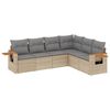 vidaXL 6-delige Loungeset met kussens poly rattan beige