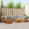 vidaXL Sofa-Sets 10 pcs Natuurlijk en Lichtgrijs Massief Acaciahout