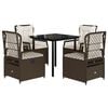 vidaXL 5-delige Tuinset met kussens poly rattan bruin
