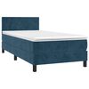 vidaXL Boxspring met matras en LED fluweel donkerblauw 90x190 cm