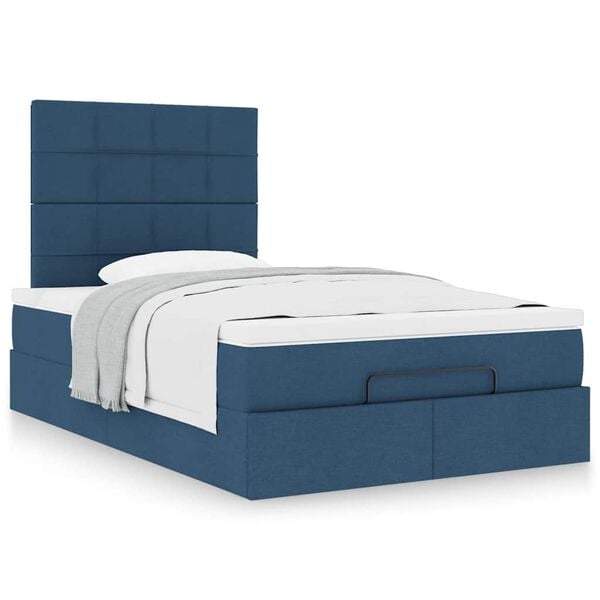 vidaXL Ottoman bed met matras 120x190 cm stof blauw