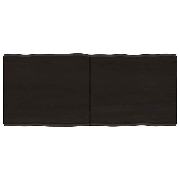 vidaXL Tafelblad natuurlijke rand 140x60x(2-6)cm eikenhout donkerbruin