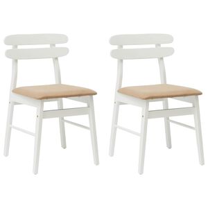 vidaXL Eetkamerstoel 2 st Massief Rubberhout Wit en Bruin