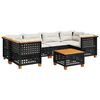 vidaXL 7-delige Loungeset met kussens poly rattan zwart