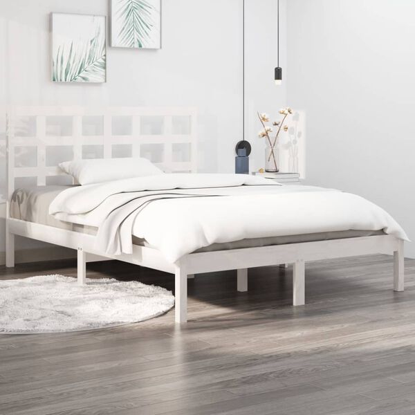 vidaXL Bedframe massief hout wit 160x200 cm