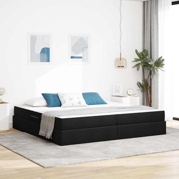 vidaXL Opbergbed met matras met matras Zwart 200 x 200 cm Polyester