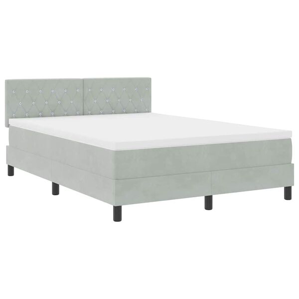 vidaXL Boxspringbed met matras Lichtgrijs 140 x 200 cm Fluweel