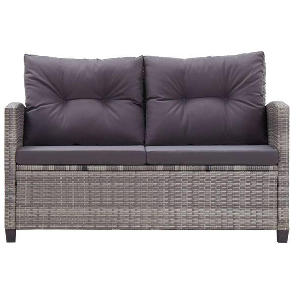 vidaXL 3-delige Loungeset met kussens poly rattan grijs