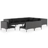 vidaXL 9-delige Loungeset met kussens poly rattan donkergrijs