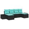 vidaXL Tuin Sofa Set 4 st Zwart en Turquoise poly rattan