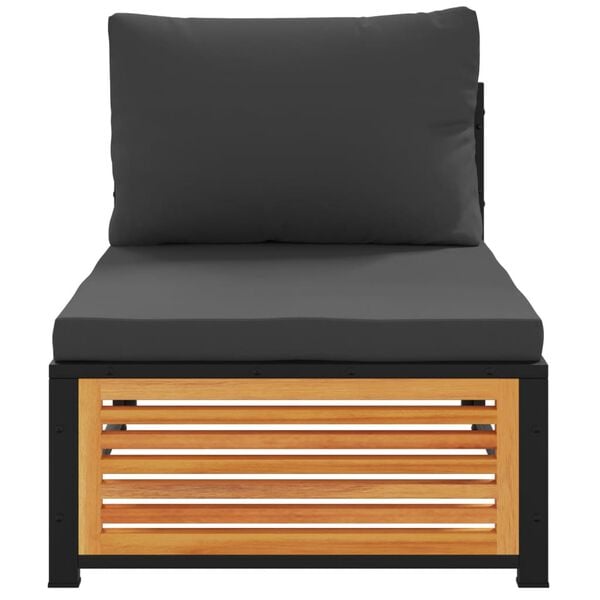 vidaXL Tuinbank zonder armleuningen met kussens massief acaciahout