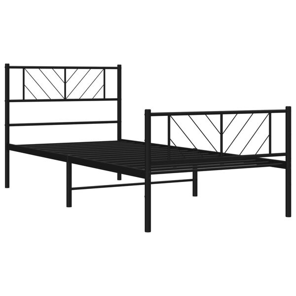 vidaXL Bedframe met hoofd- en voeteneinde metaal zwart 90x190 cm