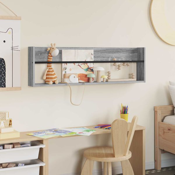vidaXL Tijdschrift Rek Grijs Sonoma 100 x 12 x 30 cm Bewerkt hout
