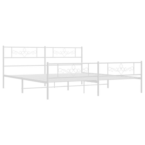 vidaXL Bedframe met hoofd- en voeteneinde metaal wit 180x200 cm