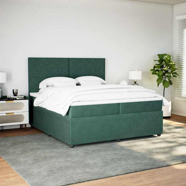 vidaXL Boxspring met matras fluweel donkergroen 200x200 cm