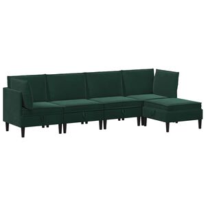 vidaXL Woonkamer Meubelset met kussen 5 pcs Donkergroen Fluweel