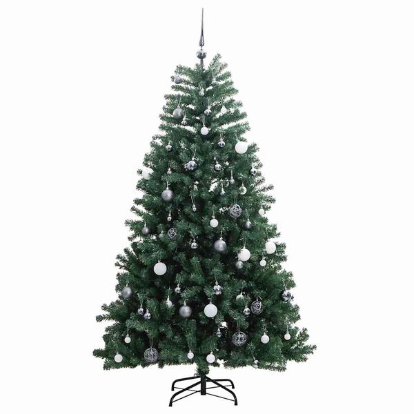 vidaXL Kunstkerstboom met scharnieren 300 LED's en kerstballen 240 cm