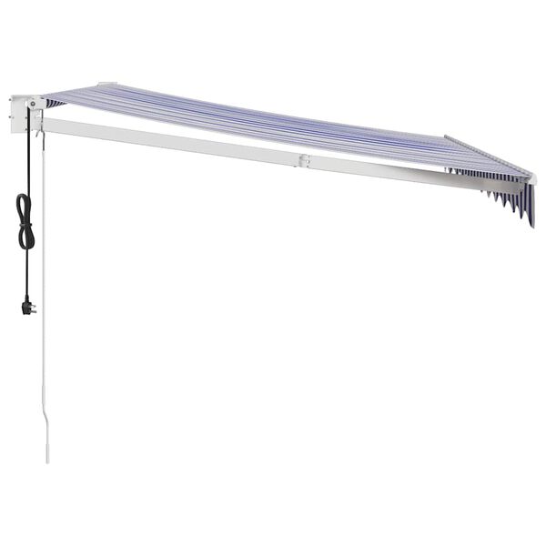 vidaXL Luifel elektrisch uitschuifbaar 3,5x2,5 m blauw en wit