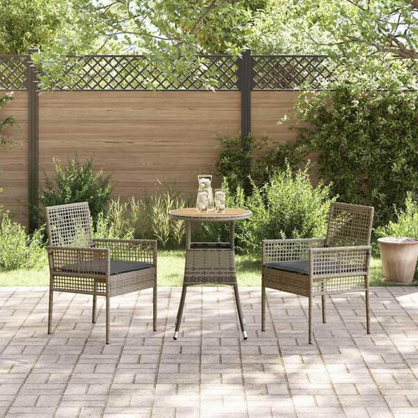 vidaXL Tuin eettafelset 3 pcs Grijs poly rattan