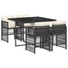 vidaXL 5-delige Tuinset met kussens poly rattan zwart