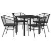 vidaXL Tuin eettafelset 5 pcs Zwart poly rattan