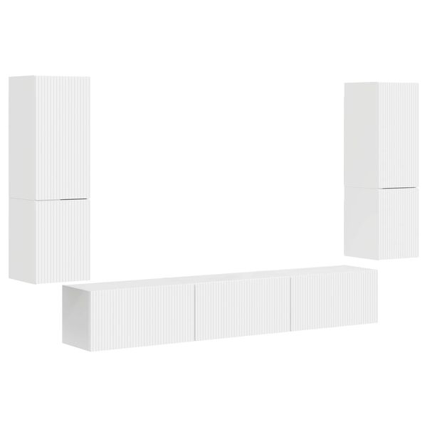 vidaXL Tv-meubelset Wandgemonteerd 4 pcs Hoogglans wit Bewerkt hout