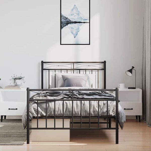 vidaXL Bedframe met hoofd- en voeteneinde metaal zwart 100x190 cm