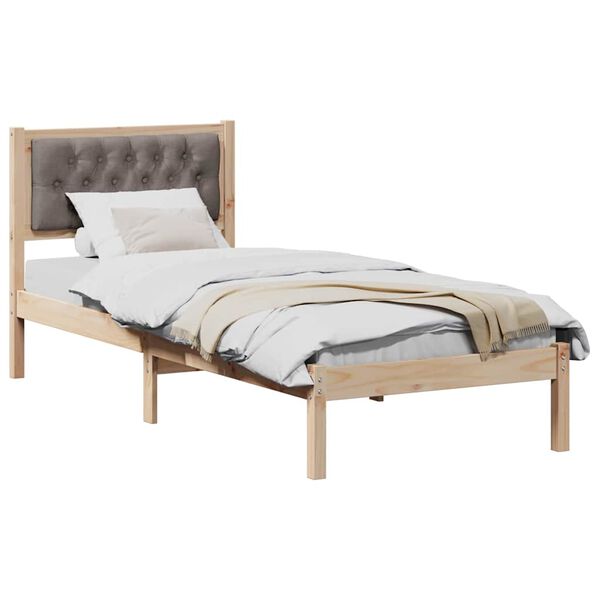 vidaXL Bedframe met hoofdeinde Taupe 90 x 190 cm Massief grenenhout