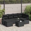vidaXL Bankstel met kussen 7 pcs Zwart poly rattan