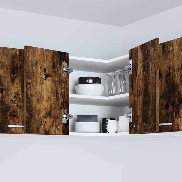 vidaXL Hangkast Gerookte Eik en Wit 57 x 57 x 40 cm Bewerkt hout